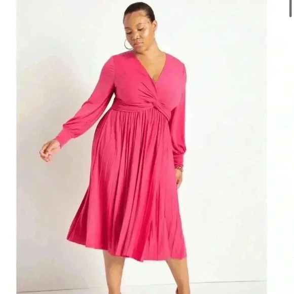 ELOQUII Knot Front Pleated Skirt dress - Picture 3 of 6